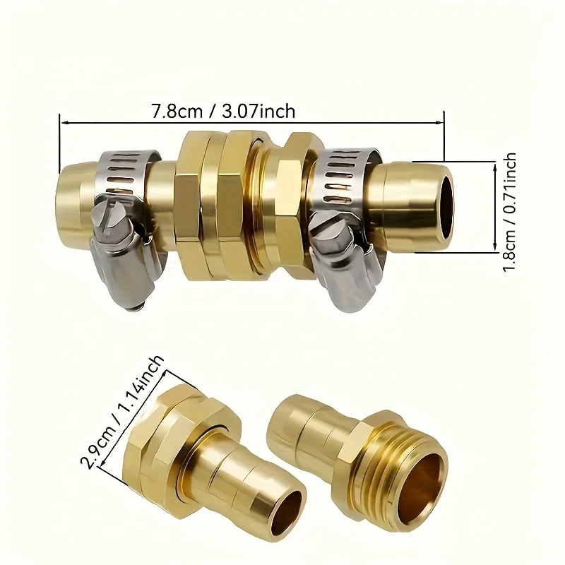 1Pair Garden Hose Repair Connector with Clamps Fit for 3/4