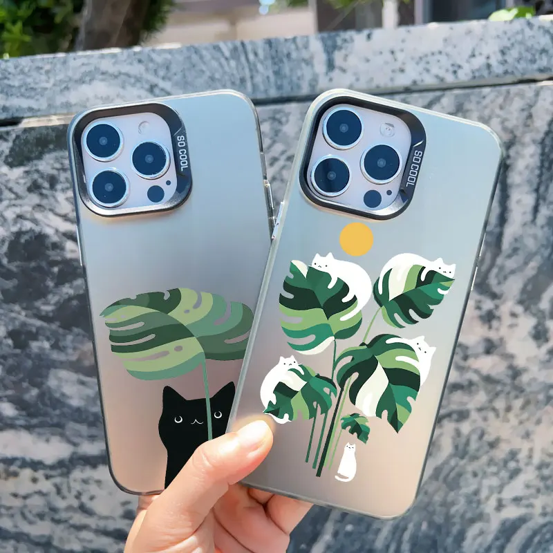 다양한 스타일의 고양이 휴대폰 케이스, 아이폰 15, 13, 12, 11, 14 프로 맥스, 13 미니, 14, 15 플러스, 충격 방지 매트 레이저 후면 커버, 쿨 펀다