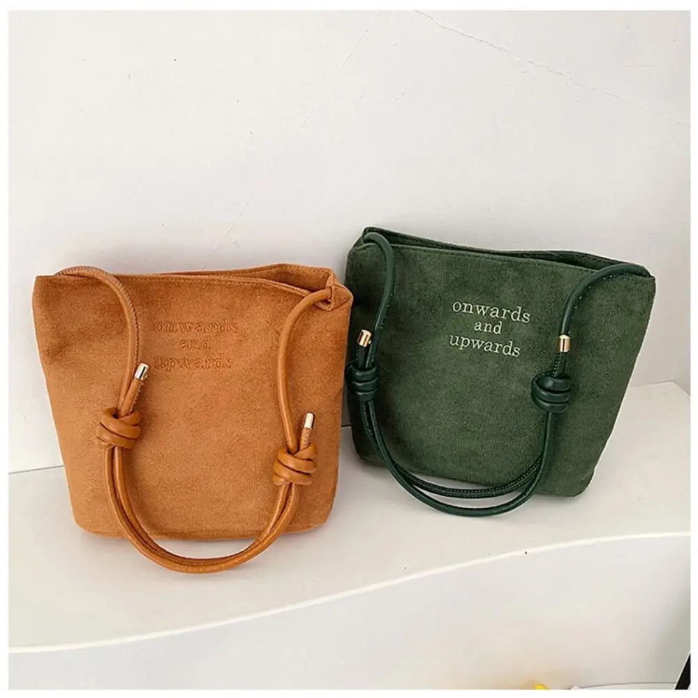 Portable Suede Shoulder Bag Large Capacity Multicolor Bucket Bag Lightweight Daily Outfit Underarm Bags Commuting
