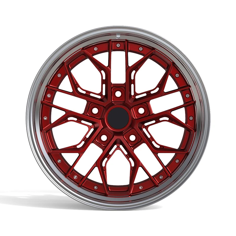 Borui BR1008 New Design Brushed Red Transparent 2-piece 3-piece Forged Wheel 5X114.3 5x120 Wheel 6X139.7 20 22 24 26 Inch Wheel
