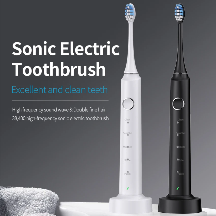 LANDOT 5 Modes Sonic Electric Toothbrush, Rechargeable High Frequency Vibration Toothbrush with Smart Timer for Adults
