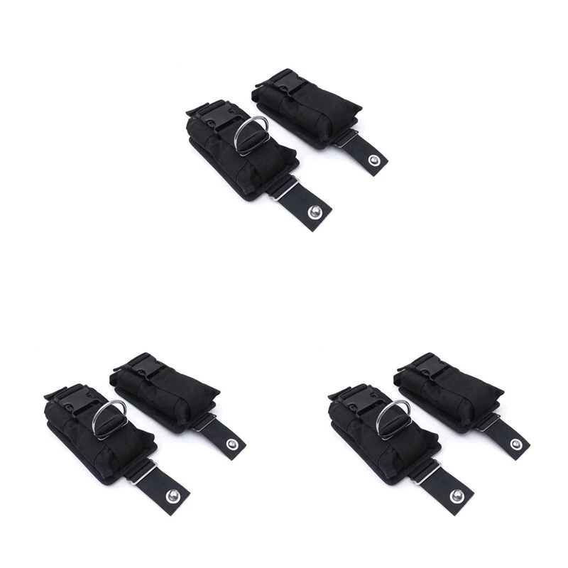 New 6Pcs Spare Black 1680D Nylon Scuba Diving Weight Belt Pockets With Quick Release Buckle -22.5X15x5cm
