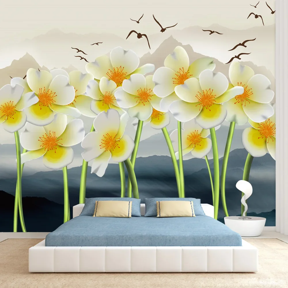 

Removable Self Adhesive Wallpaper Custom Accept for Bedroom Walls Contact Papers Home Decor Floral Forest Wallpaper TV Covering