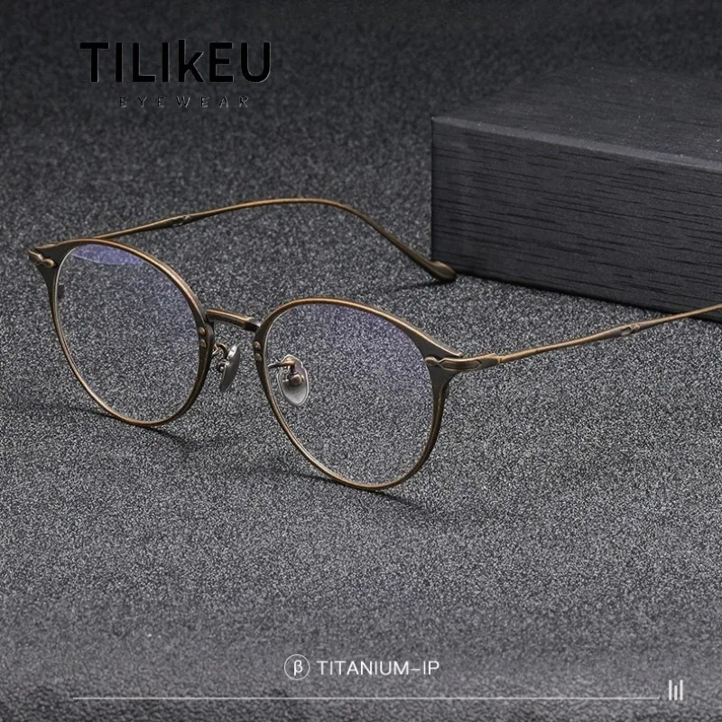 

Japanese Handmade Pure Titanium Ultralight Retro Oval Eyeglasses Frame Men Fashion Designer Full Rim Luxury Women's Eyewear 5952