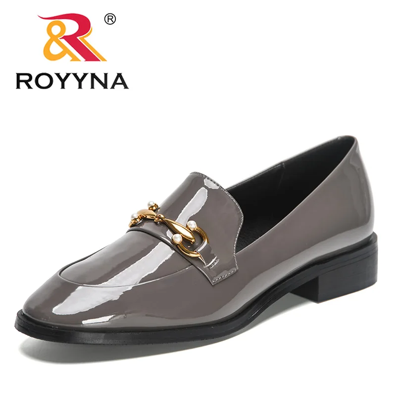 ROYYNA 2023 New Designers High Heels Shoes Women  Korean Style Shoes Ladies Chunky Heels Round Toe Patent  Footwear Fashion shoe