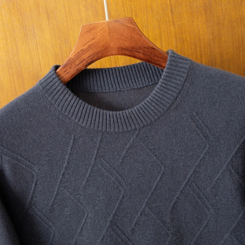 Maglione pullover casual da uomo in cashmere 100% inverno/autunno girocollo camicia con motivo decorazione spessore sottile