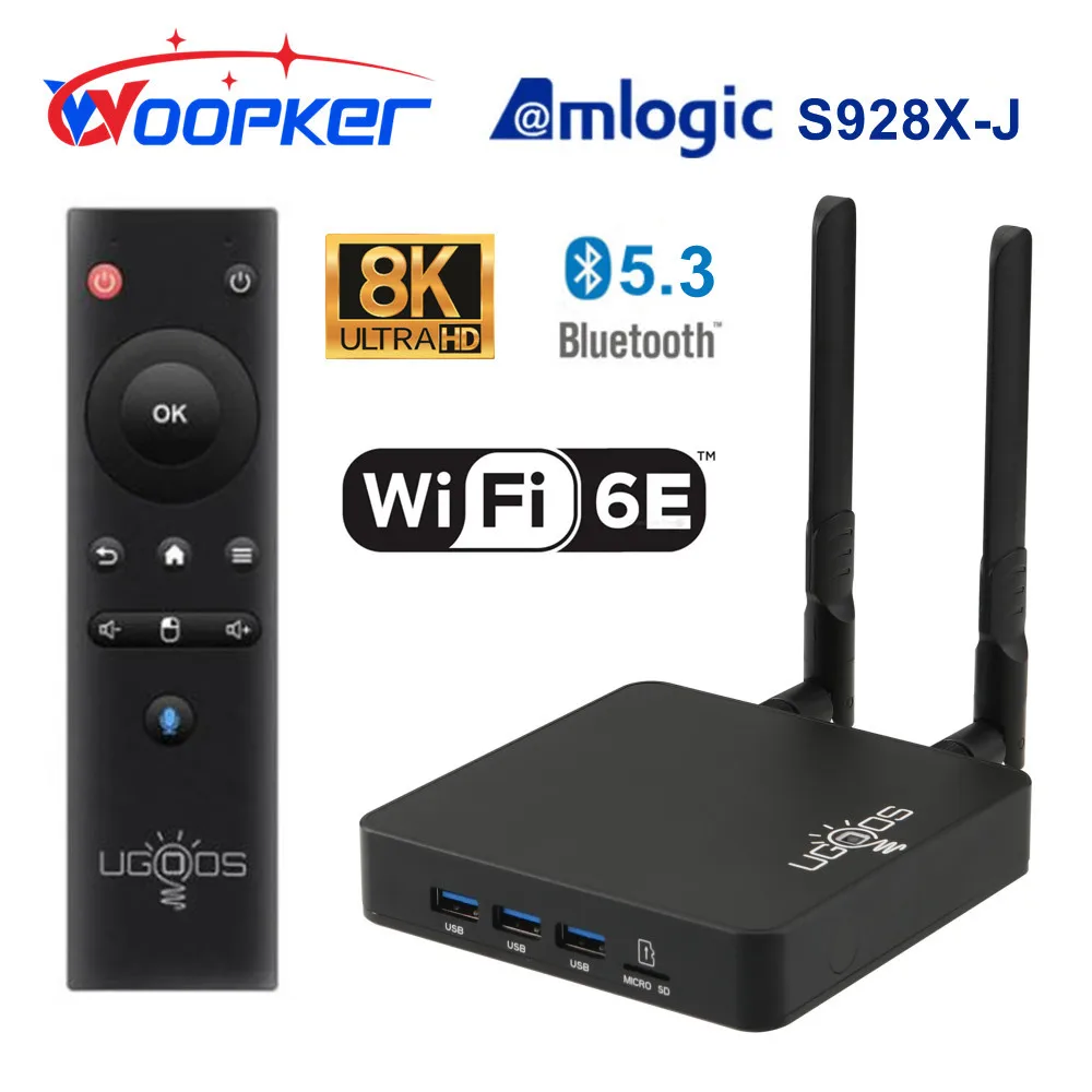 

2023 New UGOOS AM8 Android 11 Smart TV BOX Winevine L1 Amlogic S928XJ DDR4 4G 32G Support 8K AV1 WiFi6E 1000M BT5.3 Set Top Box