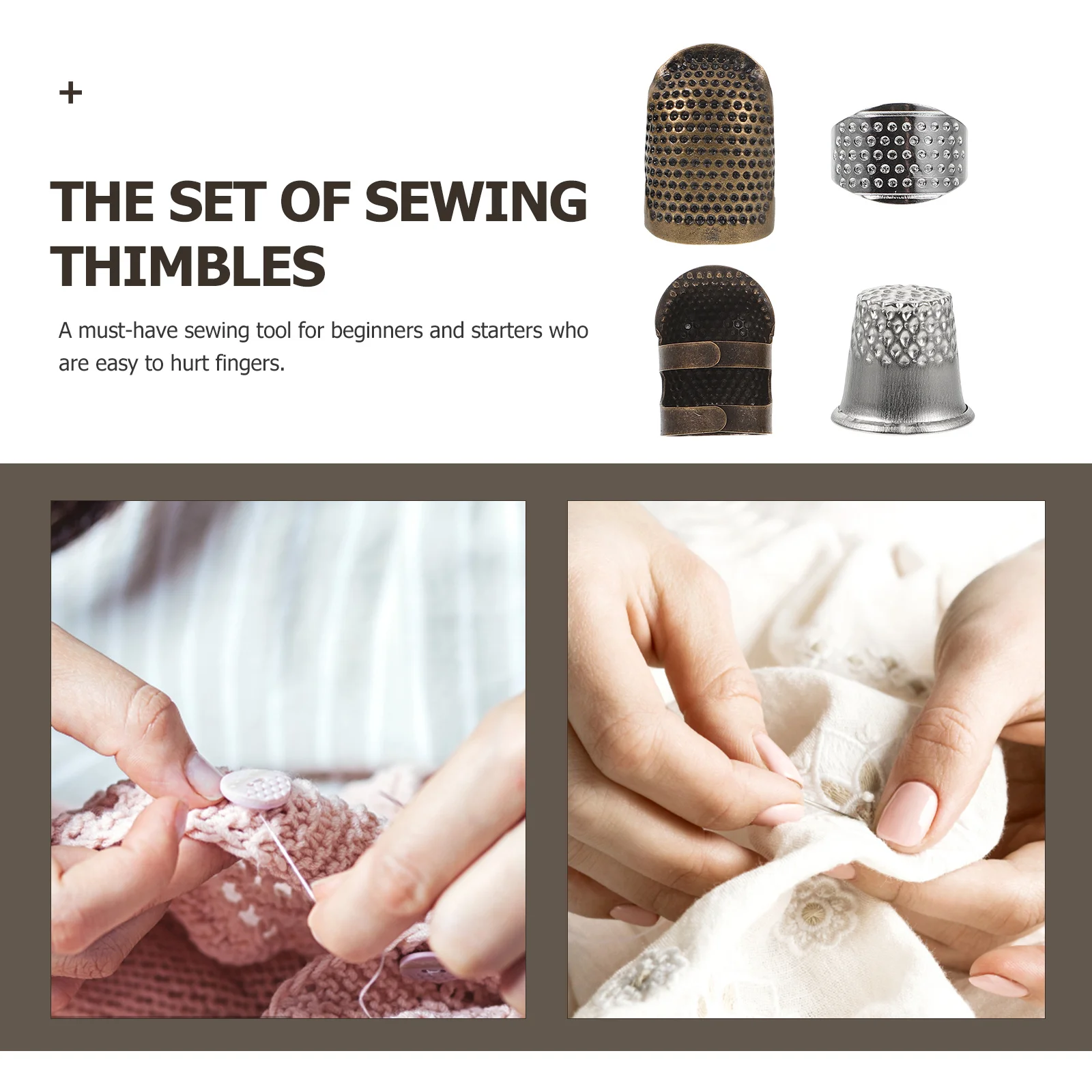 2 مجموعات الخياطة الكشتبانات سبيكة حماة الاصبع DIY بها بنفسك اللحف التطريز المعادن الكشتبانات إصبع يغطي خفيفة الوزن المحمولة