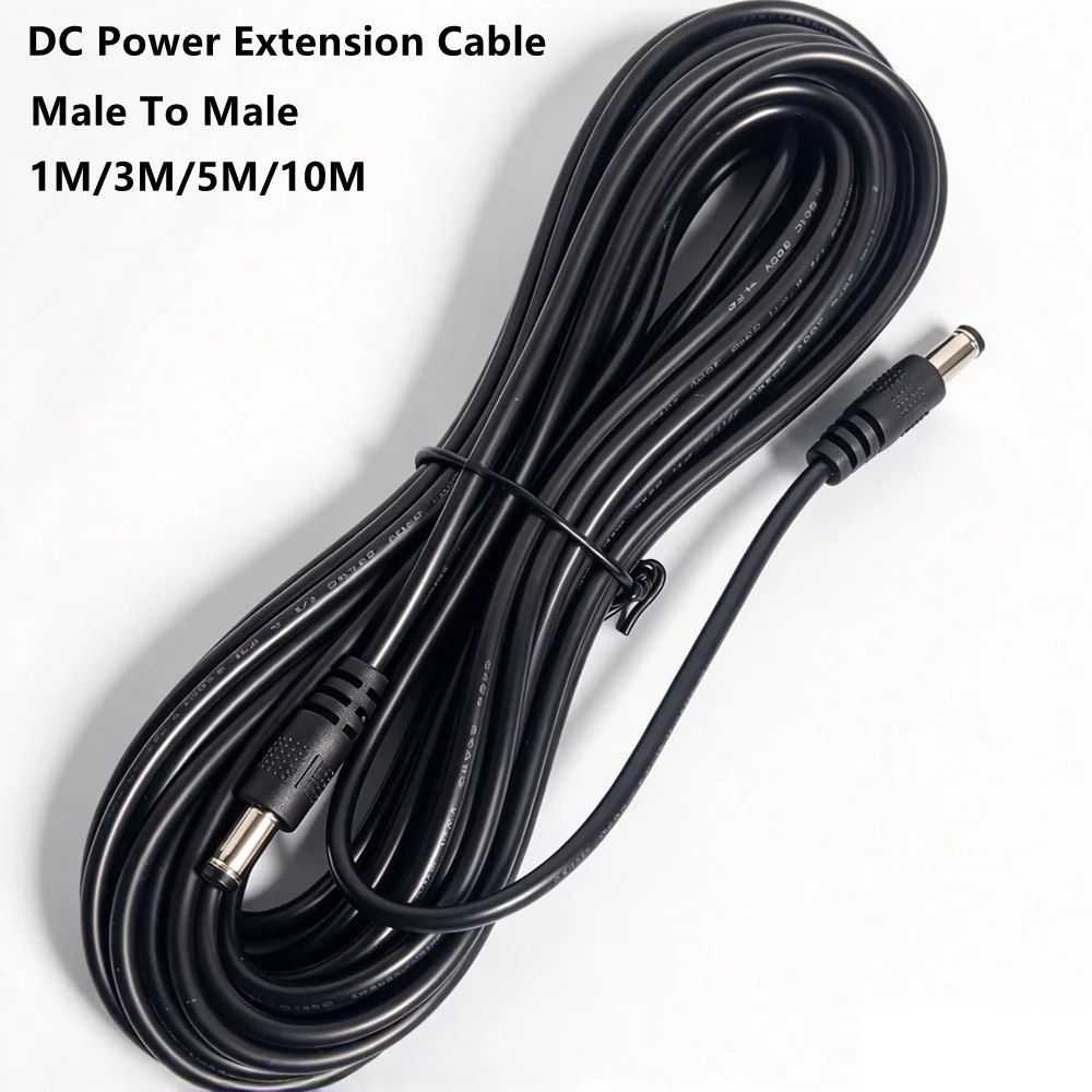 1M 3M 5M 10M DC Power Extension Cable 5.5*2.1mm Male To Male 12V/24V DC Power Cord Wire For CCTV Security Camera Strip