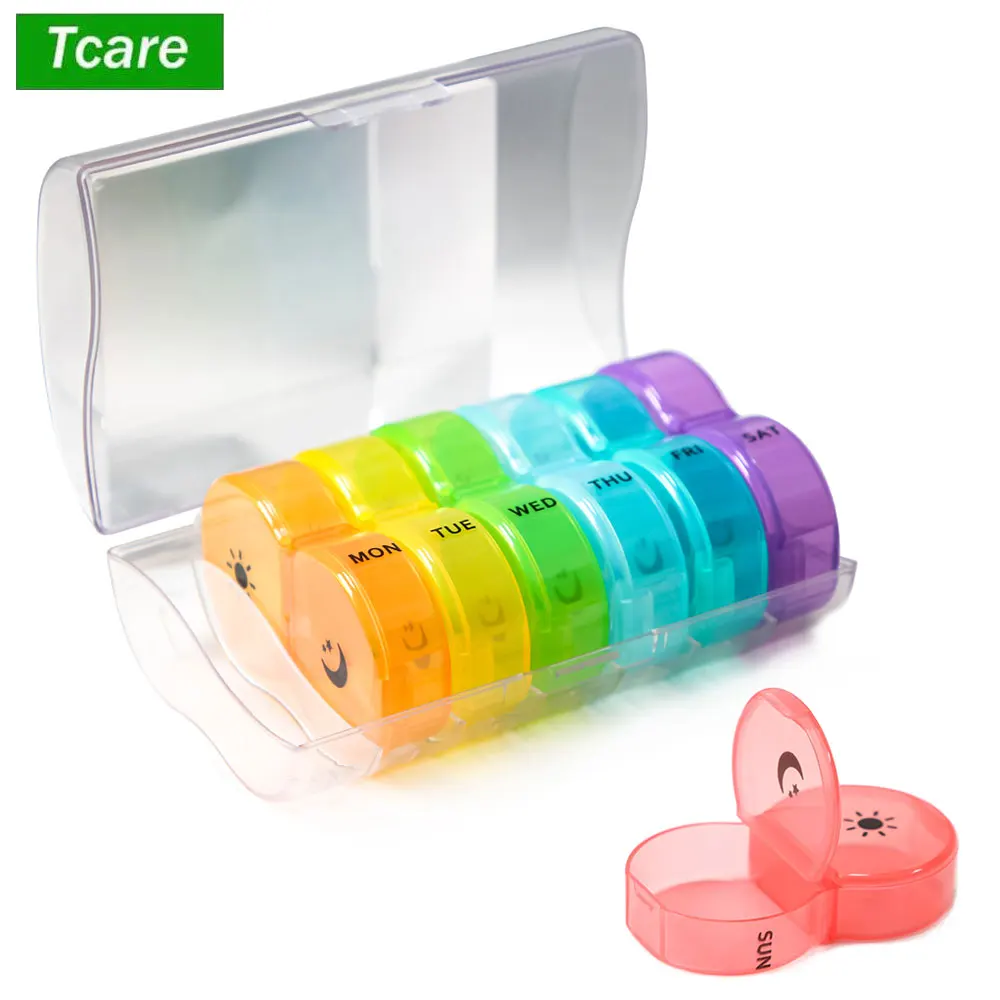 

1Set Weekly Pill Organizer, Portable Pill Box Pill Holder Pill Organizer 7 Daily Pill Dispenser Durable PP Material 2 Time A Day