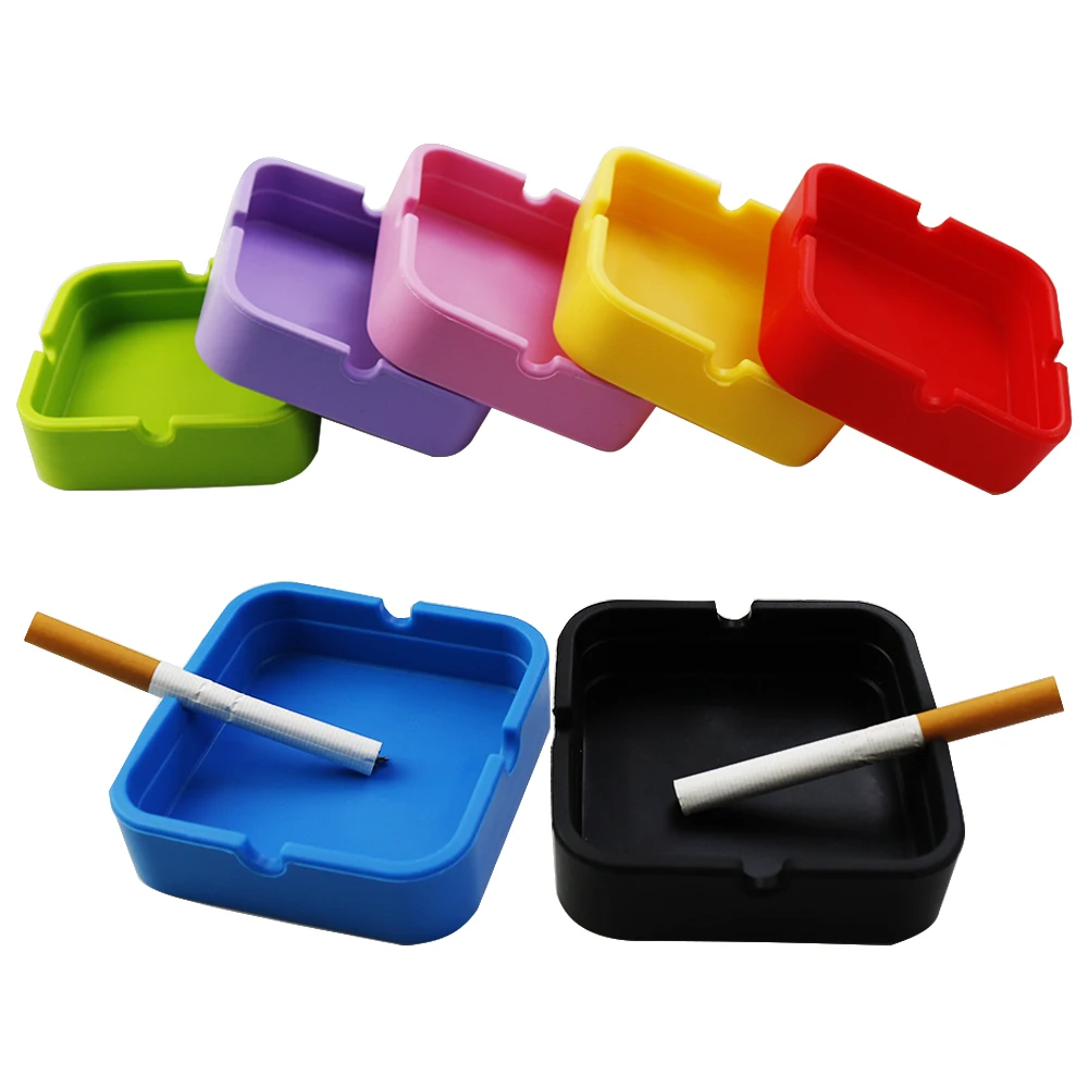 1Pcs Silicone Ashtray High Square Quality 8CM 9 Colorful Rubber Rack Smoking Accessories Waterproof Slip And Anti Scalding