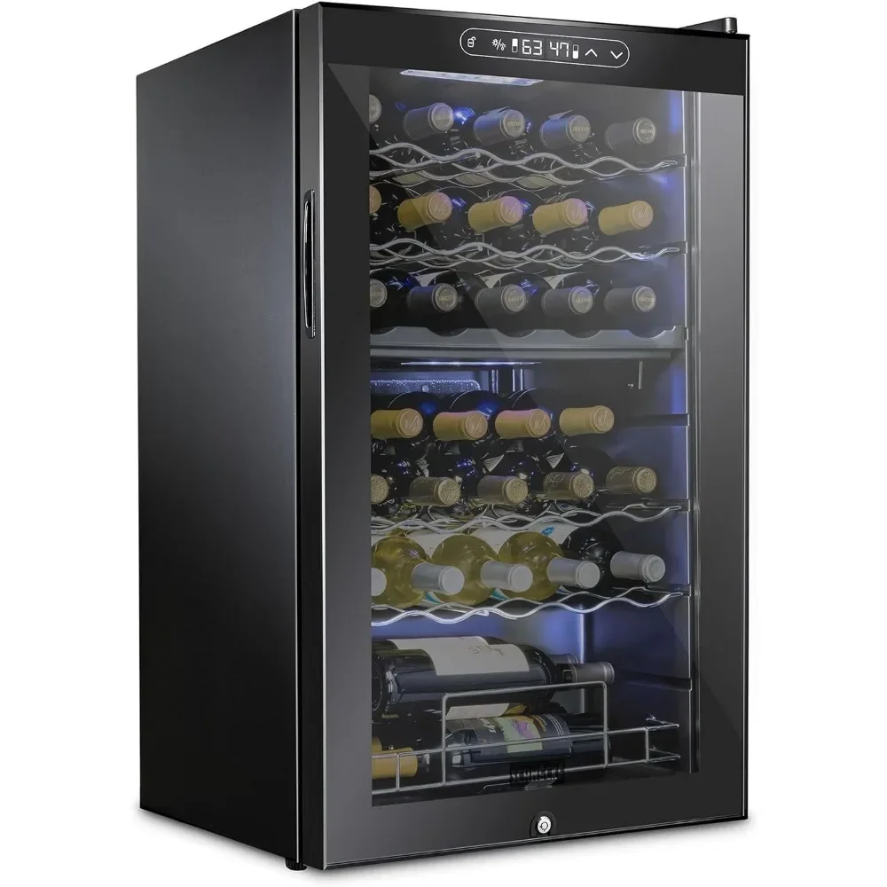 33 Bottle Dual Zone Wine Cooler Refrigerator w/Lock | Large Freestanding Wine Cellar | 41f-64f Digital Temperature Control