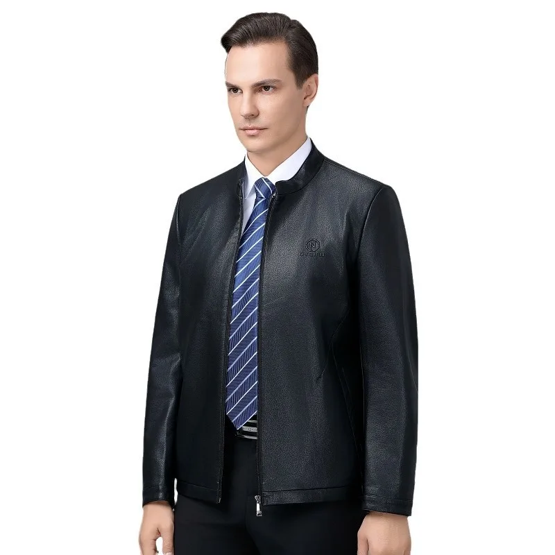 เสื้อแจ็คเก็ตหนังผู้ชายไห่หนิง หนังแท้ บุผ้ากำมะหยี่ เสื้อแจ็คเก็ตหนังหนา เสื้อโค้ทฤดูหนาว