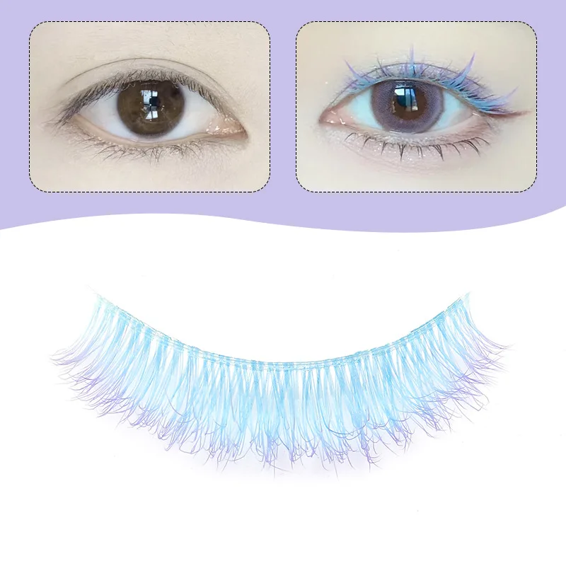 3d colorido sintético cílios postiços gradiente brilhante cílios decorativos 1 par por pacote beleza saúde maquiagem acessórios