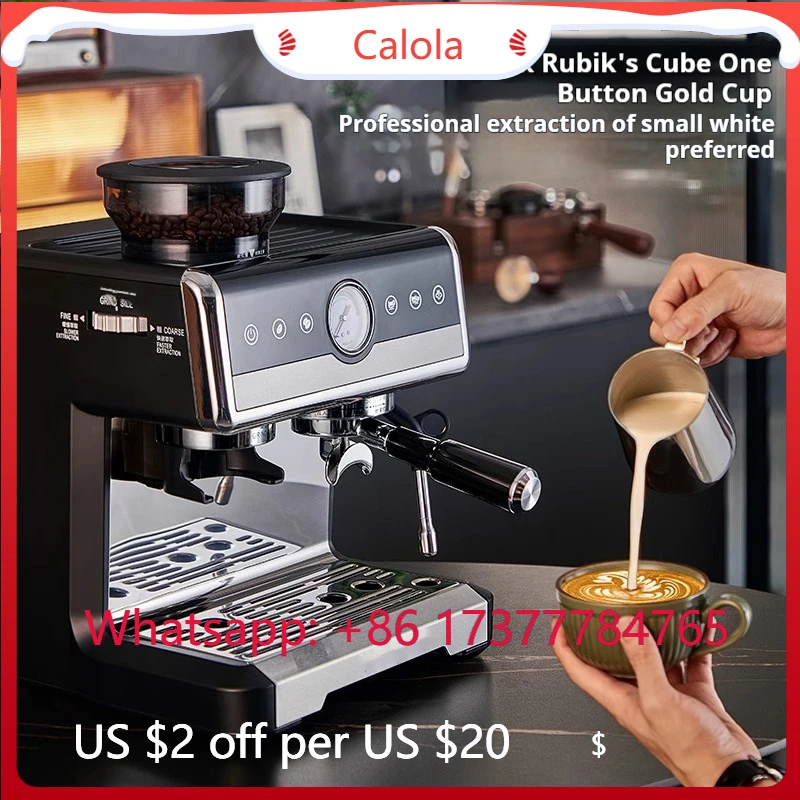 

20Bar Home Espresso Machine, 2300W Dual Pump Boiler Design with Built-in Grinder Milk Frother Stainless Steel Easy Clean