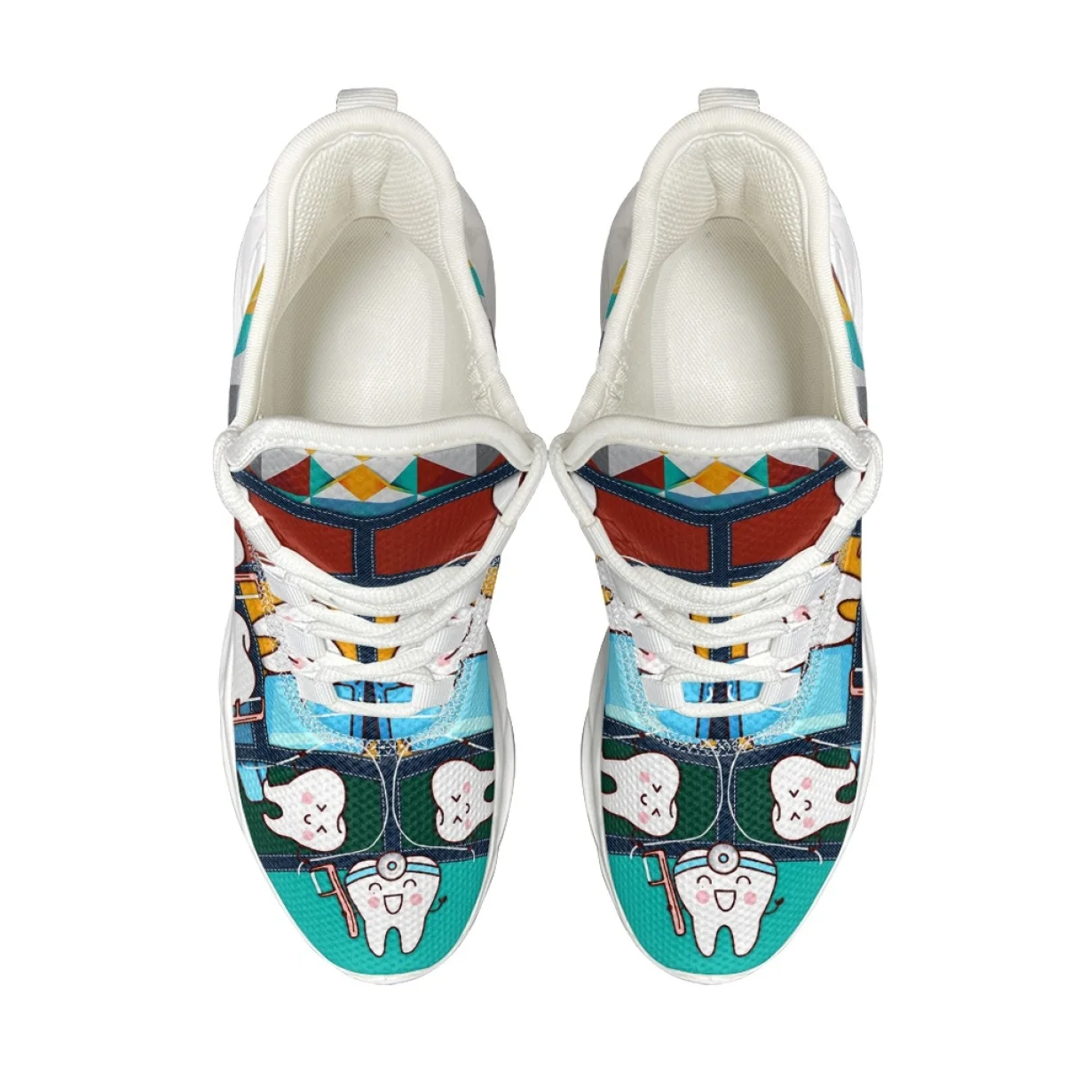 Kawaii Cartoon Teeth Protection Pattern Woman Autumn Winter Outdoor Work Sneakers Mesh Shock Footwear Absorbing Running Shoes