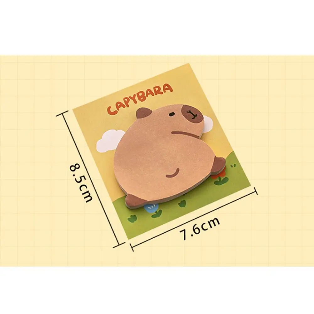 Bloc de notas autoadhesivo de dibujos animados Capybara, Bloc de notas de papelería, suministros escolares, 30 hojas, regalo