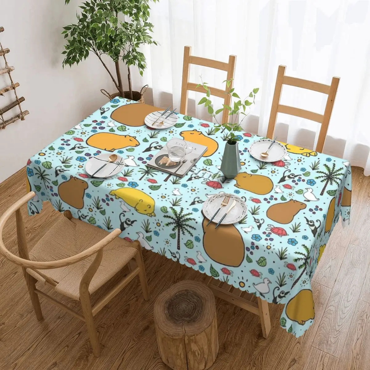 

Capybaras Tablecloth 54x72in soft Decorative Border Festive Decor