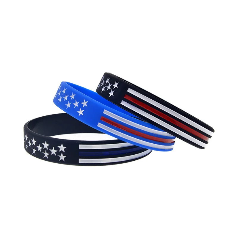 1 Stück/3 Stück Amerikanische Sternen- und Streifenflagge, wasserdichtes Silikonarmband, Armband im Nationalstil, Partygeschenke. – Detail 9
