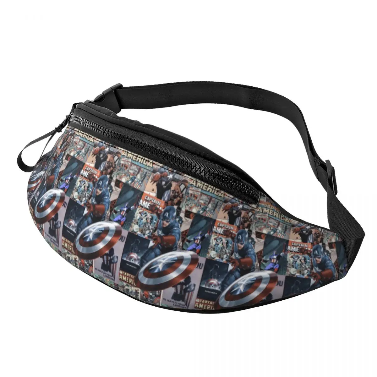 

Custom Cool Captain America Fanny Pack for Traveling Men Women Crossbody Waist Bag Phone Money Pouch