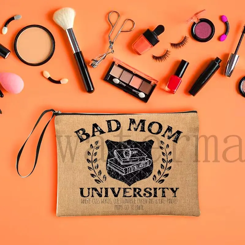 Moda Mulheres Zipper Pouch Cosmetic Makeup Bag MAMA Thanksgiving Christmas Gift para Mom Blessed Mama Organizer Bags saco bonito