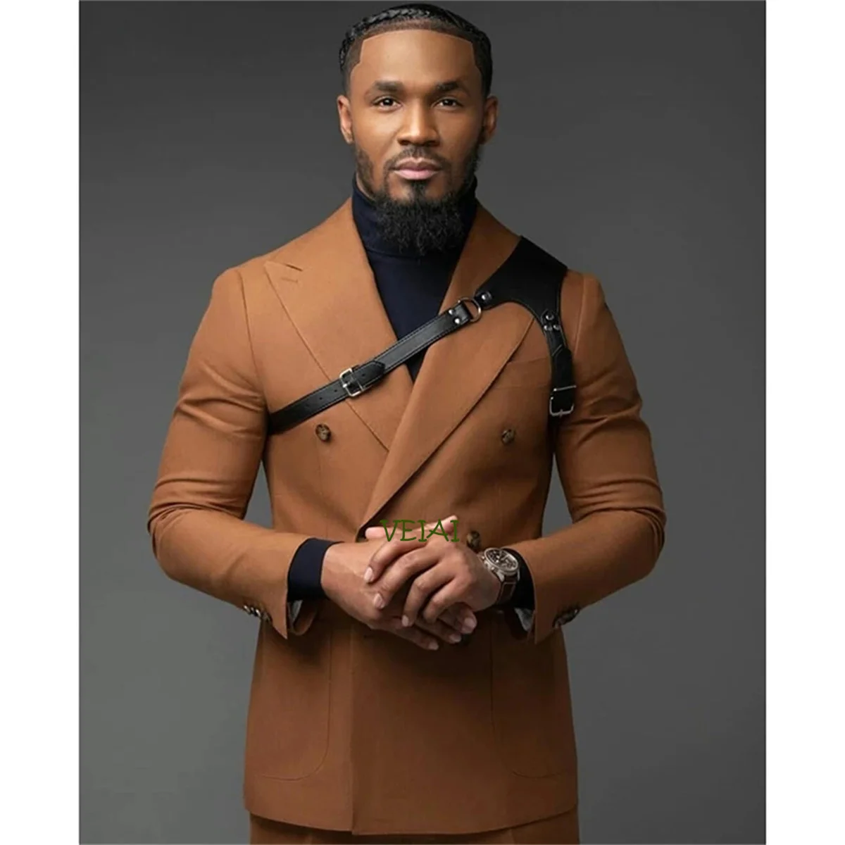 

CustomizedNew Brown Men Suits Blazer Wedding Suit Prom Slim Fit 2 Pieces Groom Tuxedos Best Mens Party Suits (Jacket+Pants) Cust