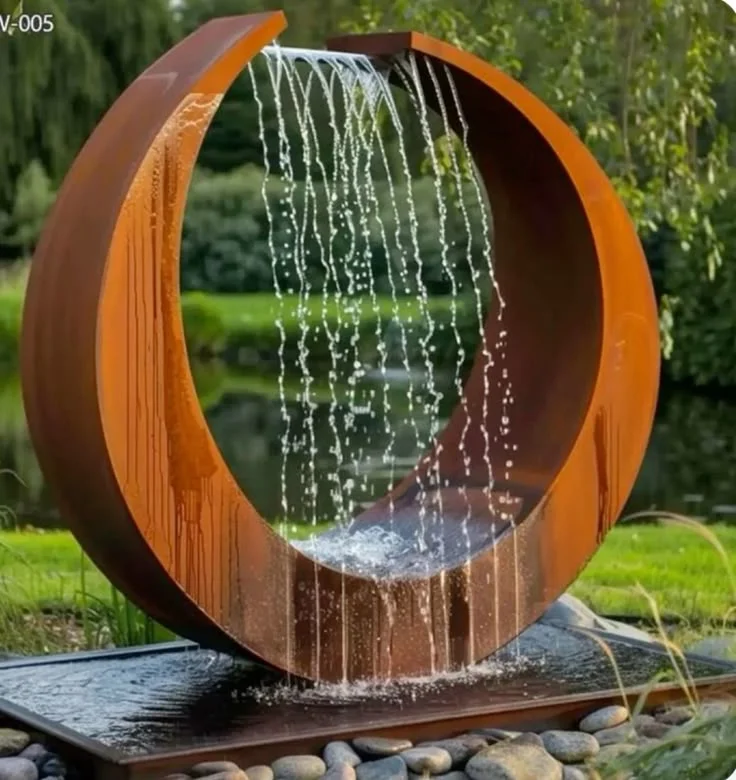 Custom Modern Abstract Art Stainless Steel Landscape Fountain Outdoor Garden Decorative Sculpture