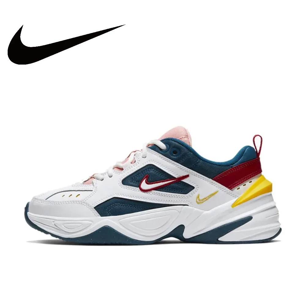 

Nike Original M2K Tekno Low повседневные кроссовки женские амортизирующие противоскользящие спортивные туфли розового, белого и синего цвета