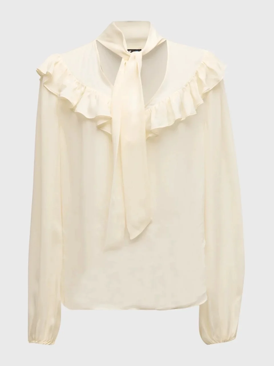 

Susan Ele Silk Blouse V-Ne irt with Sa Floral Lace Straight Cut Long Sve Women's Premium Faion Top