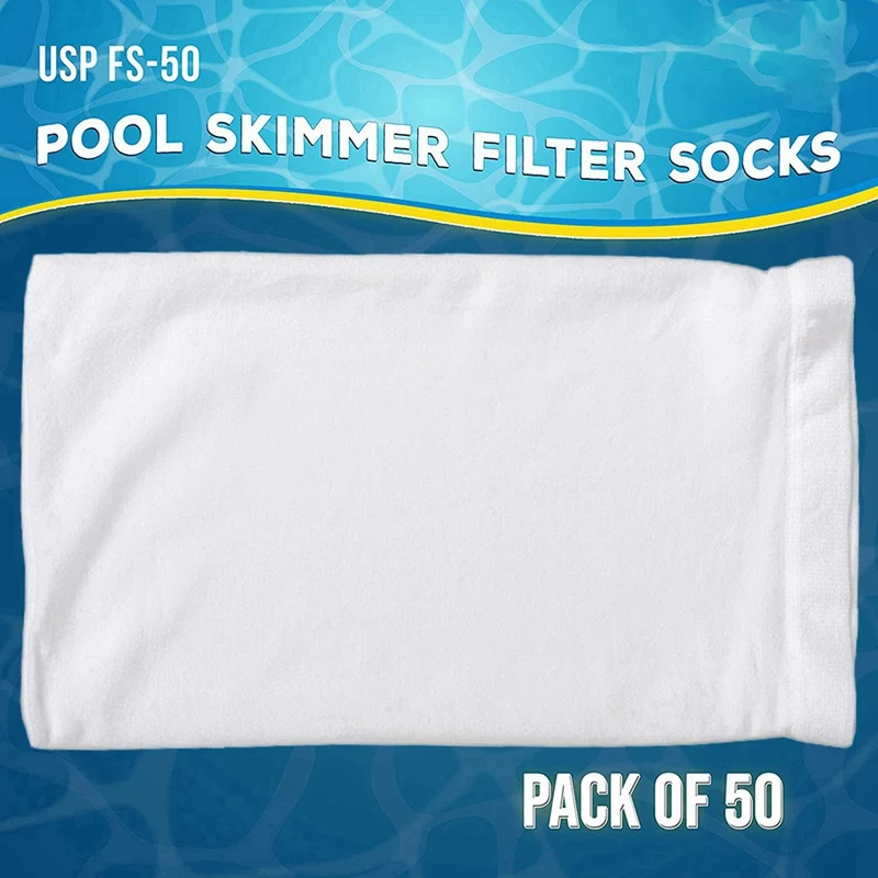 Filter Socks, Value Pack Of 50 - Ultra Fine Mesh Filter Sock Nets For Skimmer Baskets - Skim Remove Leaves, Hair