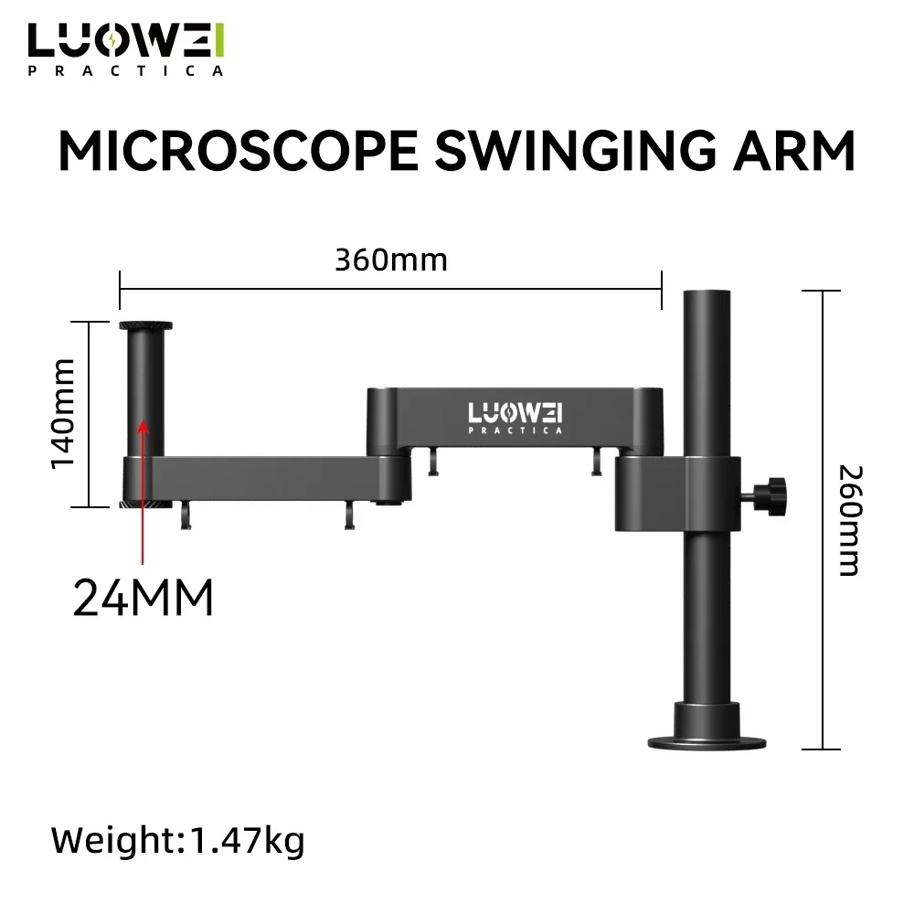 LUOWEI LW-017 Microscope Swing Arm 360 ° Rotating Universal Adjustable Metal Bracket Aluminum Alloy Telescopic Folding Column