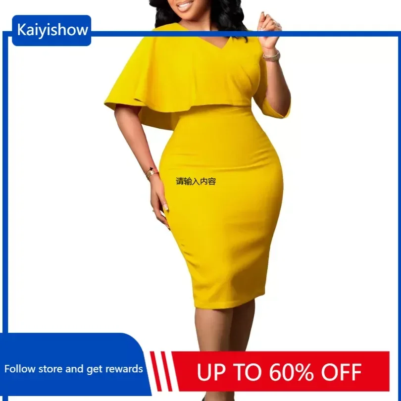 

African Dresses for Women Fashion 2024 Summer African Half Sleeve V-neck Polyester Bodycon Dress Dashiki Africa Clothing S-3XL