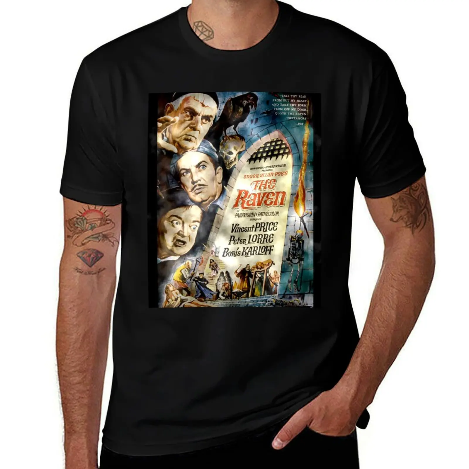 

The Raven -Dark Version - Vincent Price, Boris Karloff, Peter Lorre. T-Shirt Sun Protective Outdoor Tee Top