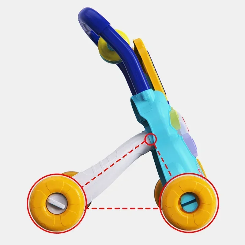 Walker para carrinho de bebê com elefante prancheta para crianças, anti-capotamento, brinquedo musical com roda, aprenda a andar brinquedos