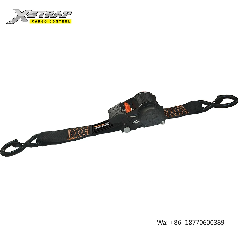 Customized Heavy Duty 2 Inch Self Retracting Retractable Ratchet Tie Down Straps with Safety S Hooks Bulk Package