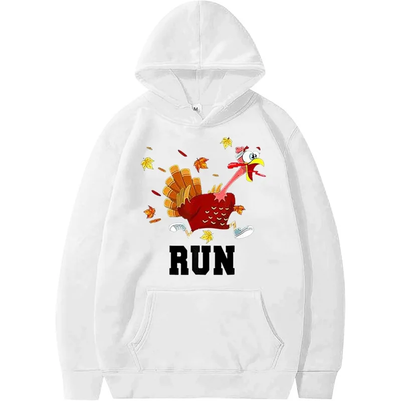 

Thanksgiving Hoodies for Women Long Sleeve Turkey Run Happy Thanksgiving Day Animal Print Hoodie Pullover