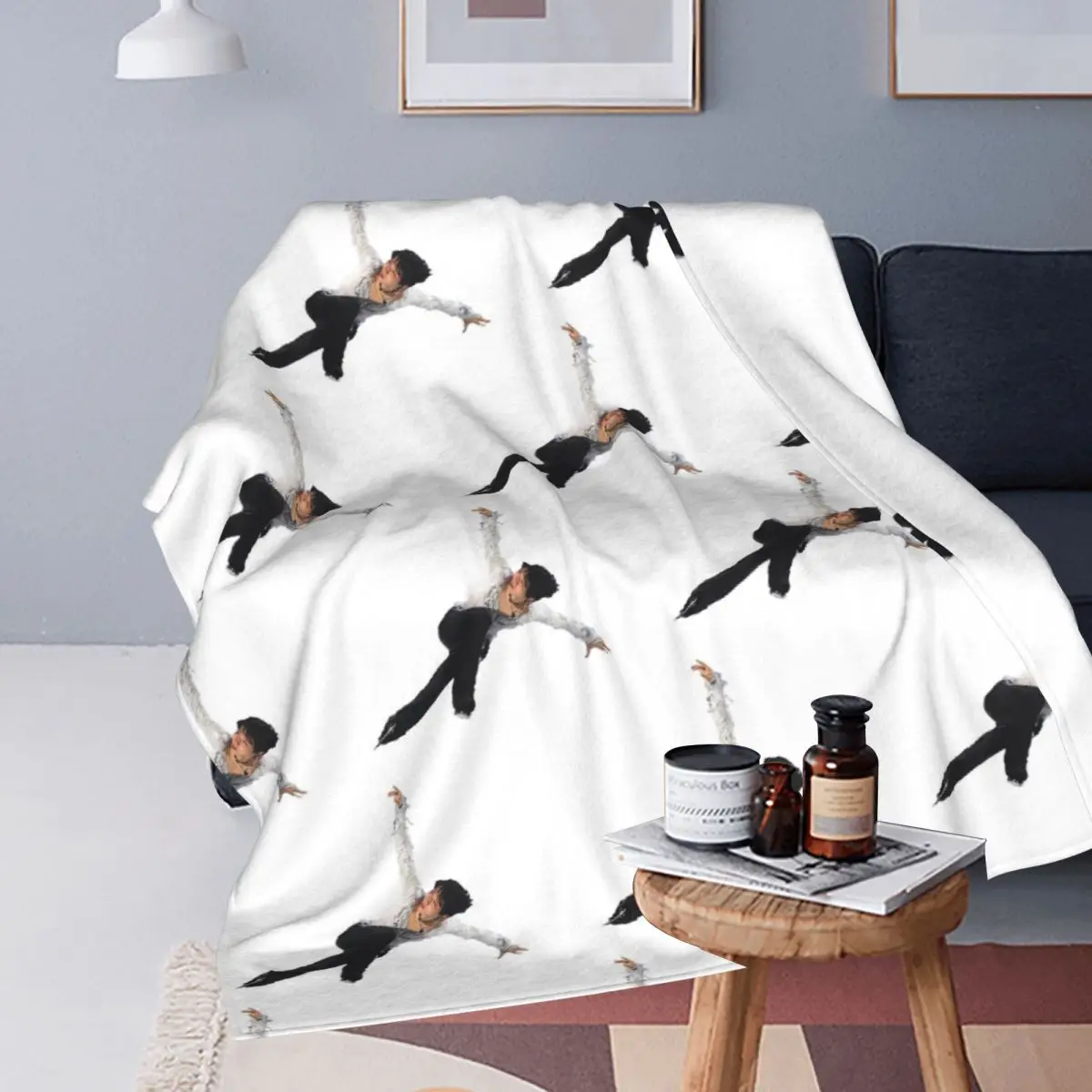 The Swan Yuzuru Hanyu Blanket Soft Warm Flannel Throw Blanket Bedspread for Bed Travel Home Sofa