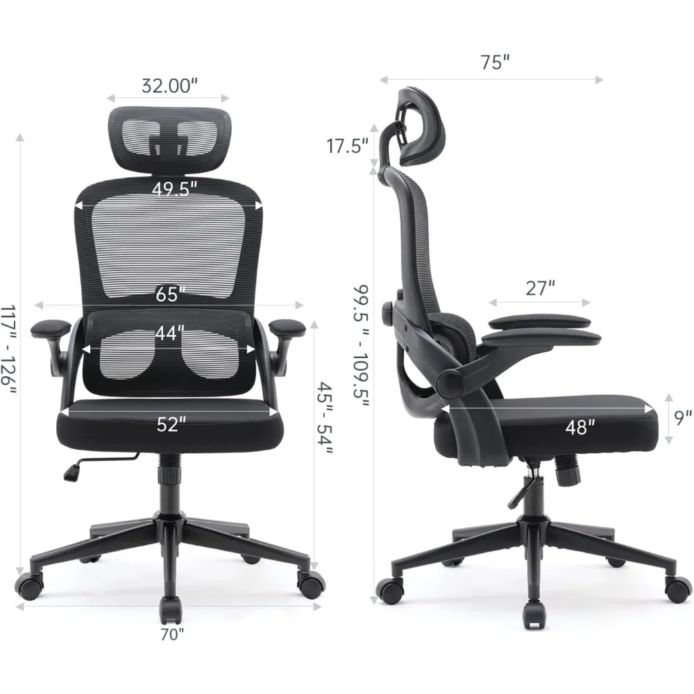 M102C Ergonomic Mesh Office Chair, High Back Desk Chair with 3D Armrests, Up&Down Lumbar Support