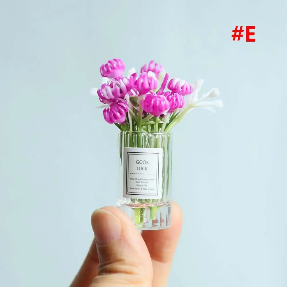 Vase Flower Arrangement Pot Dollhouse Accessories 1:12 Dollhouse Miniature Simulation Potted Plants  House Decoration