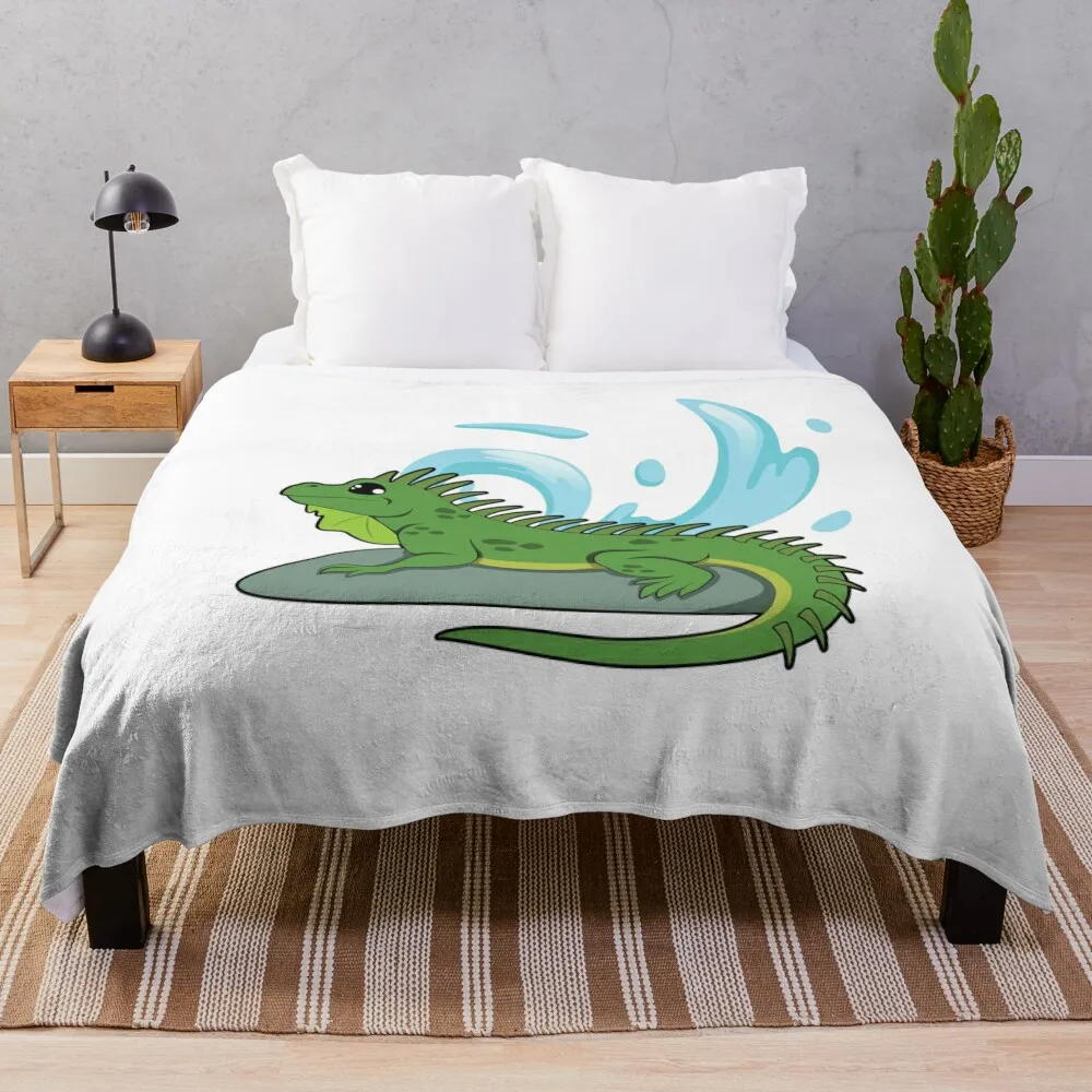 Cute Happy Iguana Throw Blanket Designers Flannels Blankets