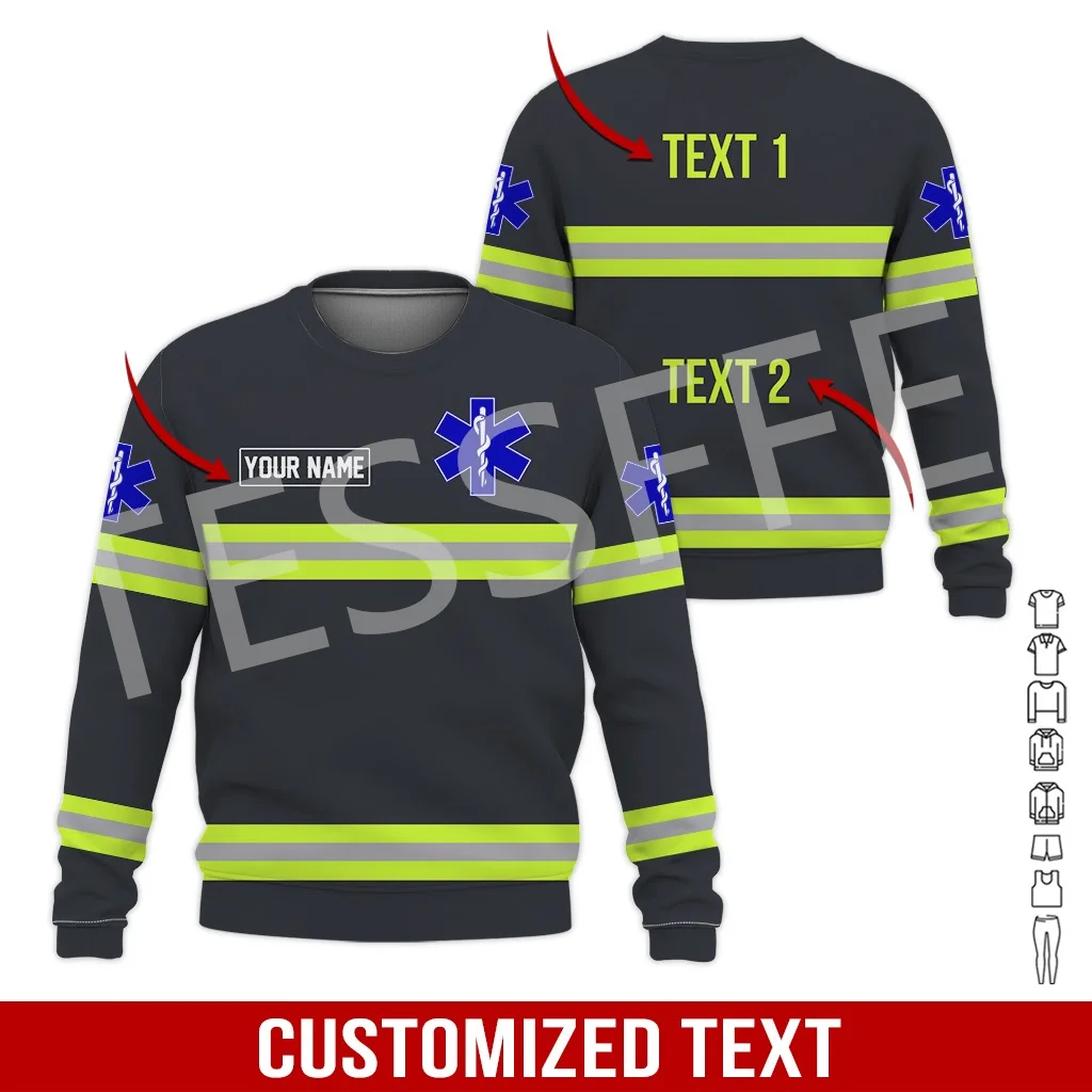 Custom Name Cosplay EMS EMT Medical Paramedic Worker Tattoo Tracksuit Vintage 3DPrint Pullover Harajuku Jacket Casual Hoodies 20