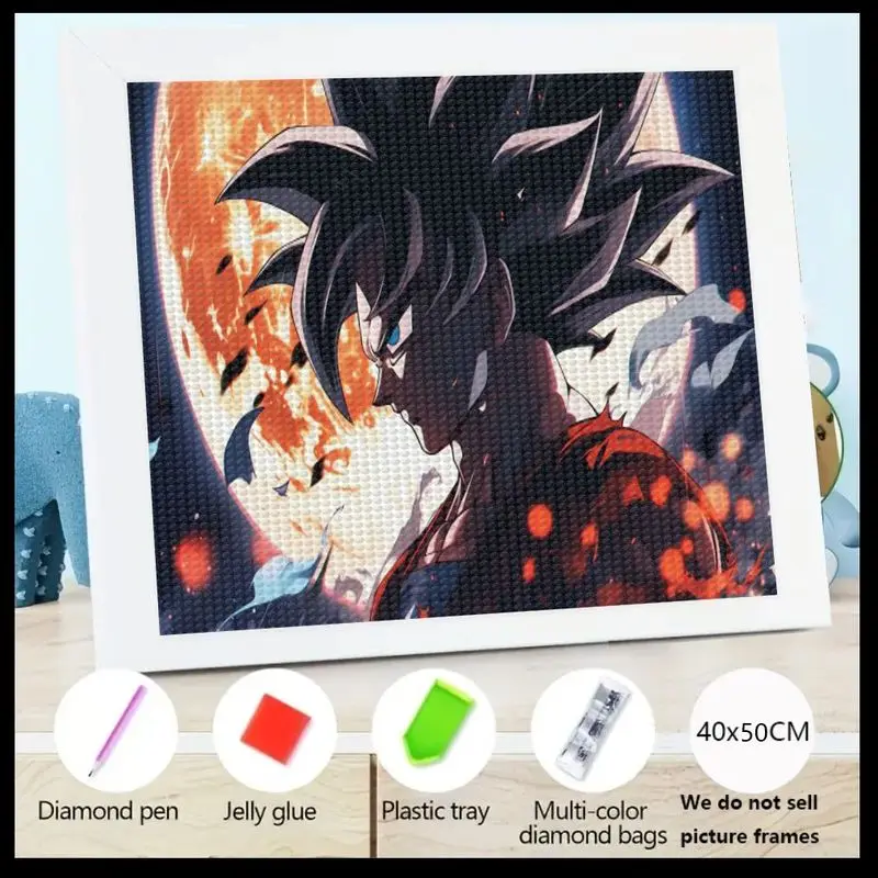 

1 шт. 5D Full Drill Diamond Painting Kit, Dragon Ball Z Goku Ultra Instinct Anime Manga Super Saiyan Character Art, DIY Crystal Rh