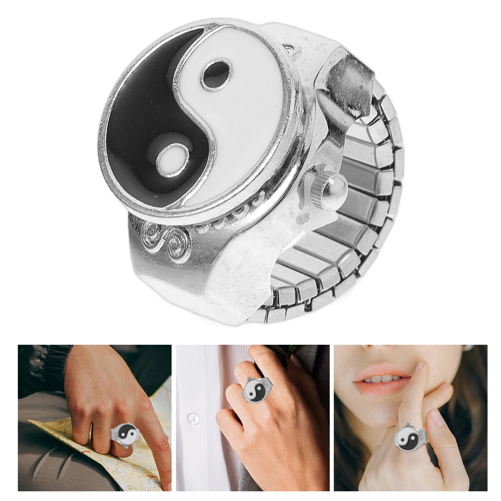 

Disc Ring Watch Watches for Men Female Quartz Wrist Fashionable Decorative Small Casual Finger Metal Exquisite Gift Mother
