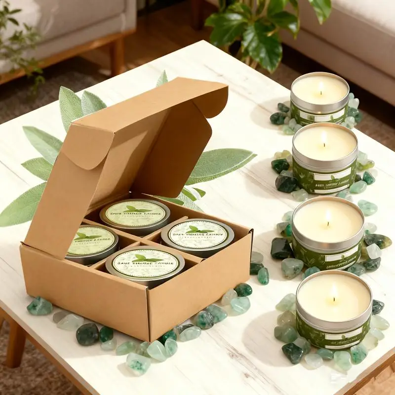 Holiday Gift for Women • Sage Cleansing Candle Set