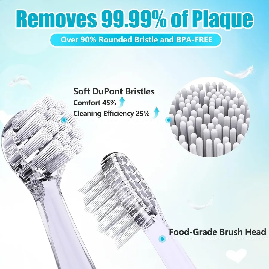 فرشاة أسنان كهربائية للأطفال الصغار بعمر 123 سنة، فرشاة أسنان كهربائية للأطفال مع ضوء LED، مؤقت 2 دقائق، 4 رؤوس تهتز للرضع