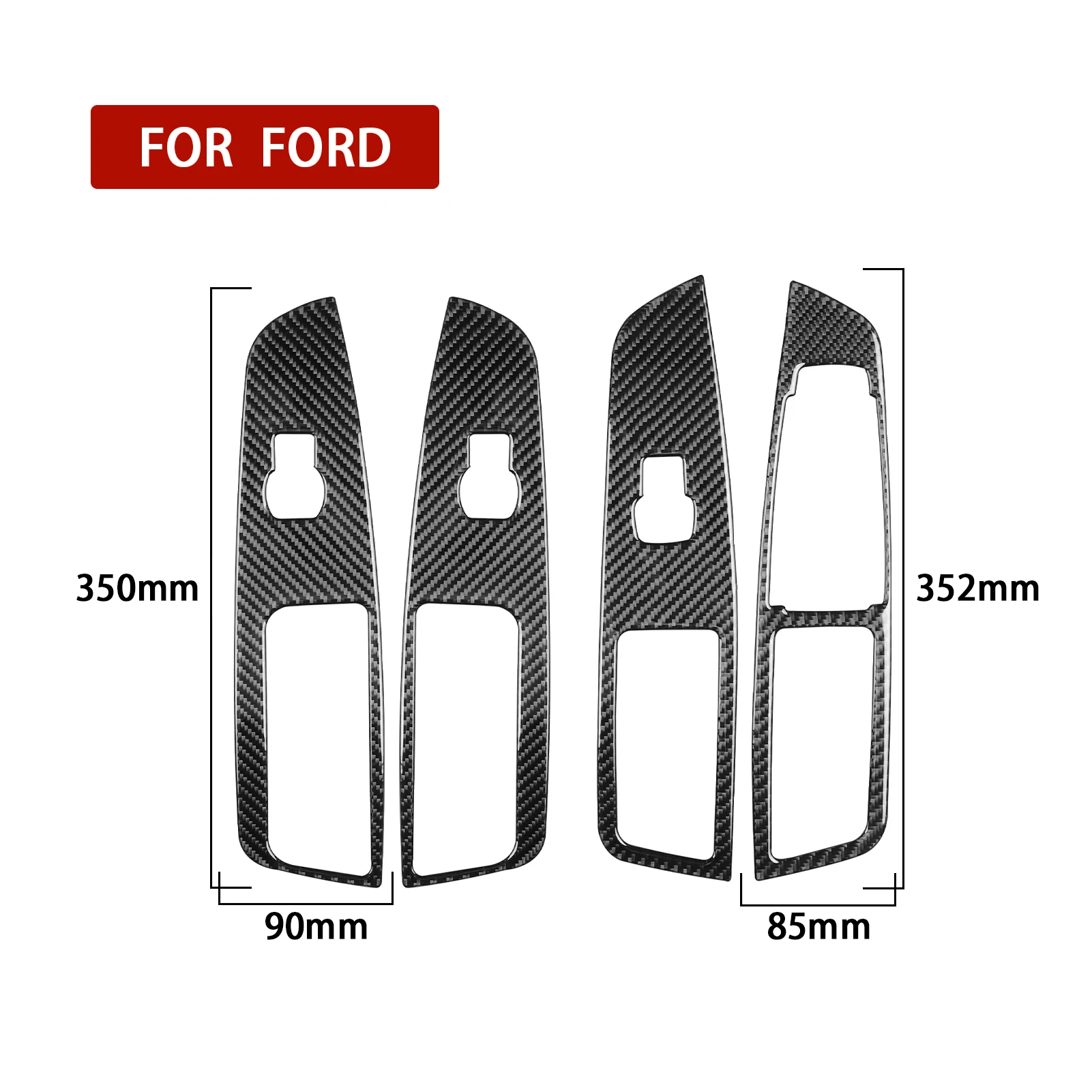 For Ford EDGE 2018—2019 Carbon Fiber Car Accessories Center Console Door Inner Window Control Lifting Panel Cover Trim Sticker