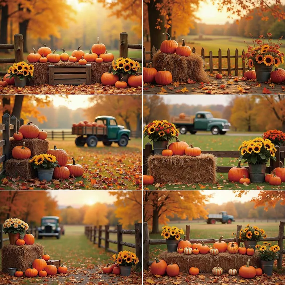 

MOON.QG Autumn Background Photography Pumpkin Farm Harvest Photocall Backdrop Child Studio Photocall Accessories