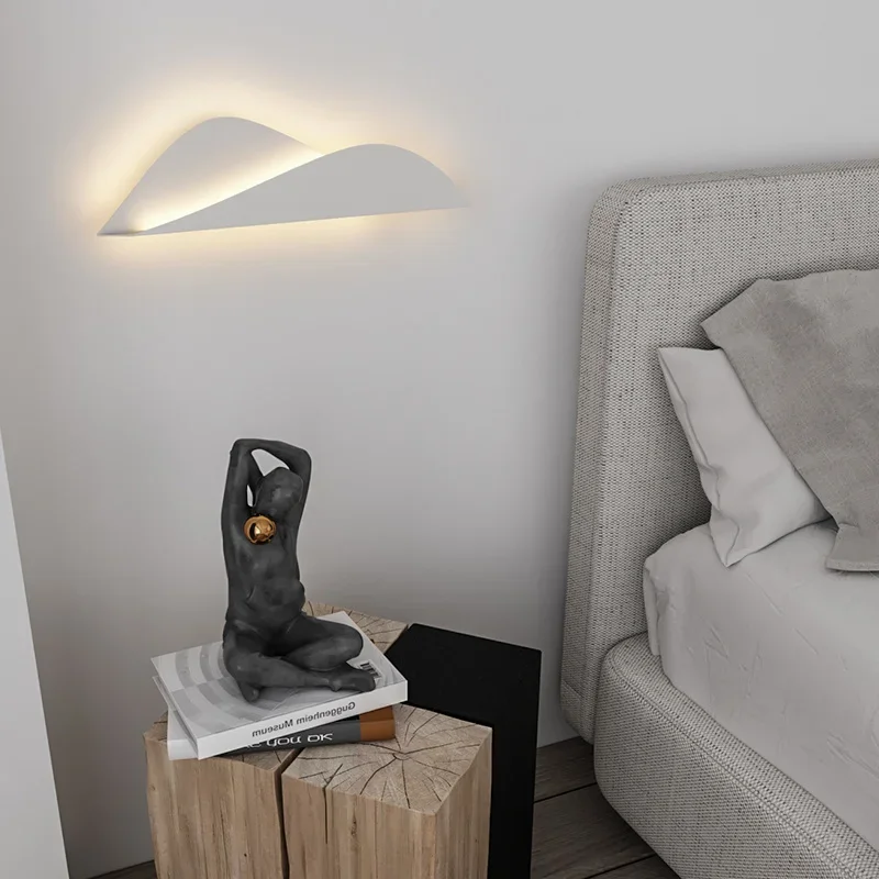 

white Postmodern minimalist Wall Lamp wall Light Creative Sconce For Living room Loft Stair Bedroom Background lamp Warm