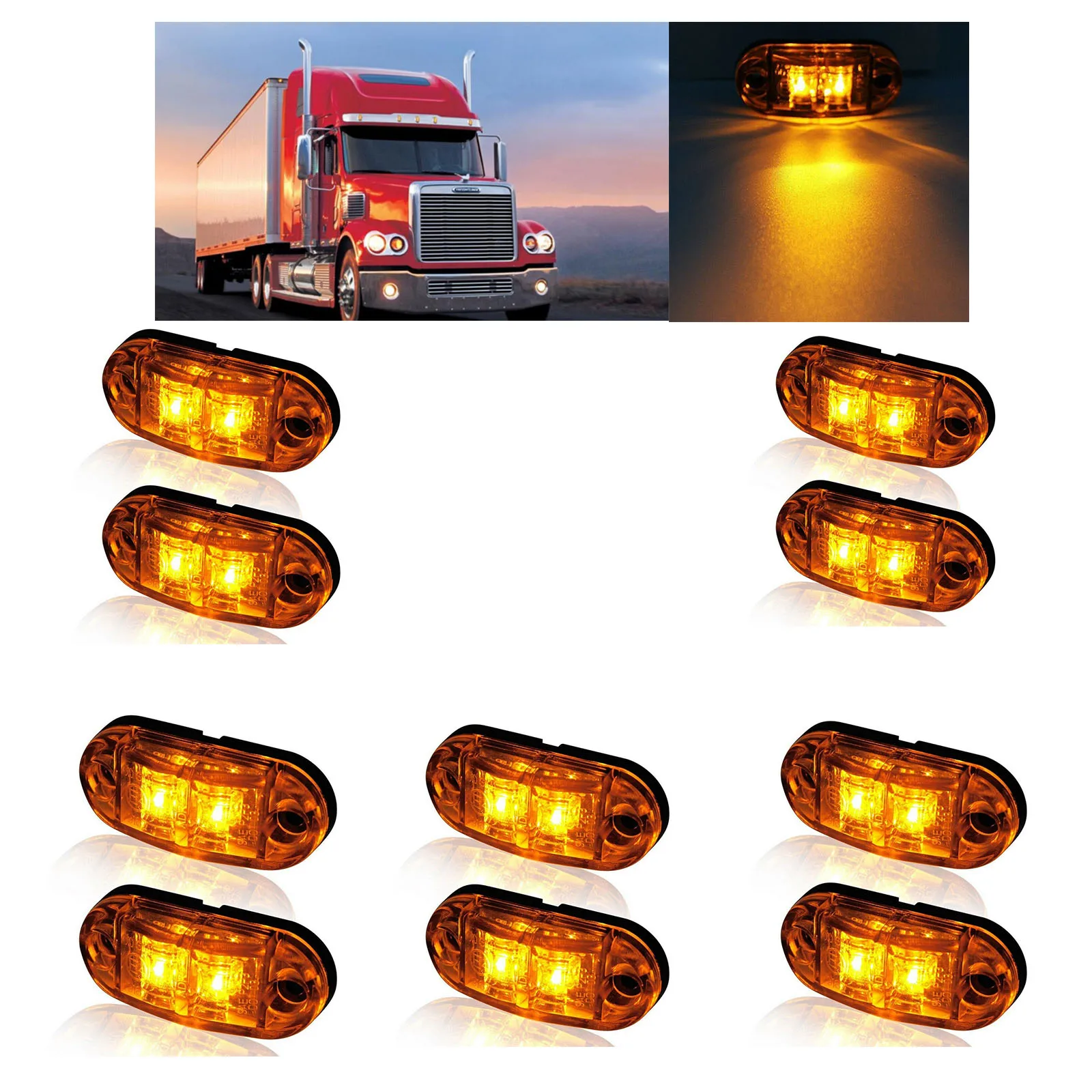 10X 12V 24V Universal Led Side Marker Lights for Scania Truck Accessories Trailer Caravan Clearance Lamp Surface Mount for DAF