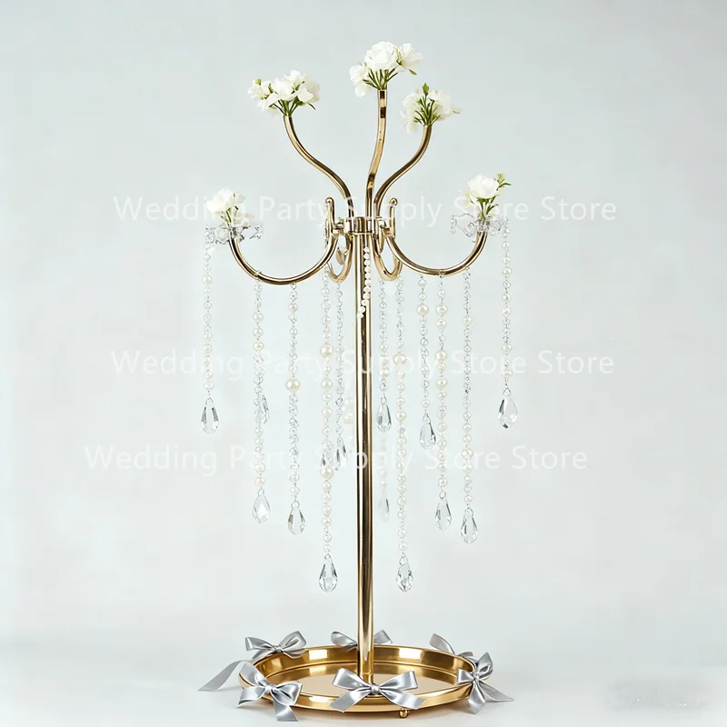 12Heads Wedding Party Store Store Candelabras With acrylic Pendants Marriage Candlestick Wedding Centerpieces Home Party Decor
